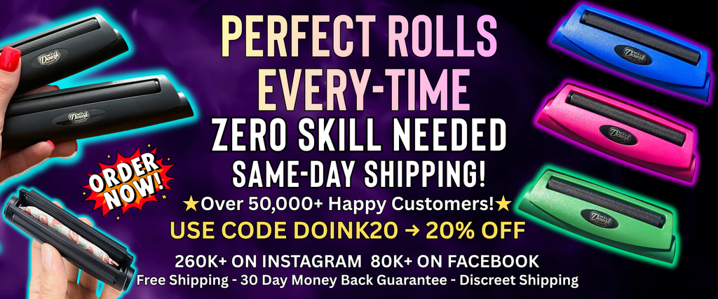 DoinkRollerz joint and blunt roller machine in hand