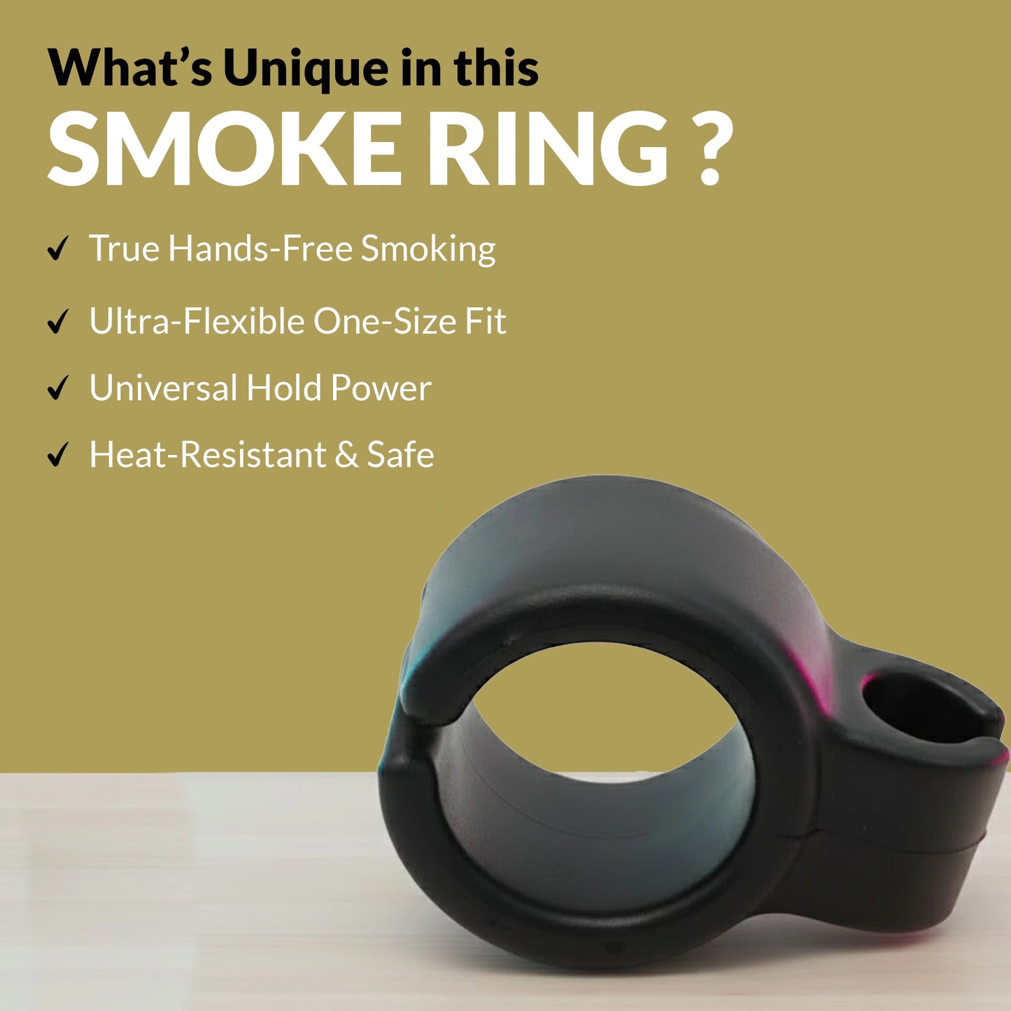 Flexible silicone smoke ring designed to hold a rolled joint hands-free