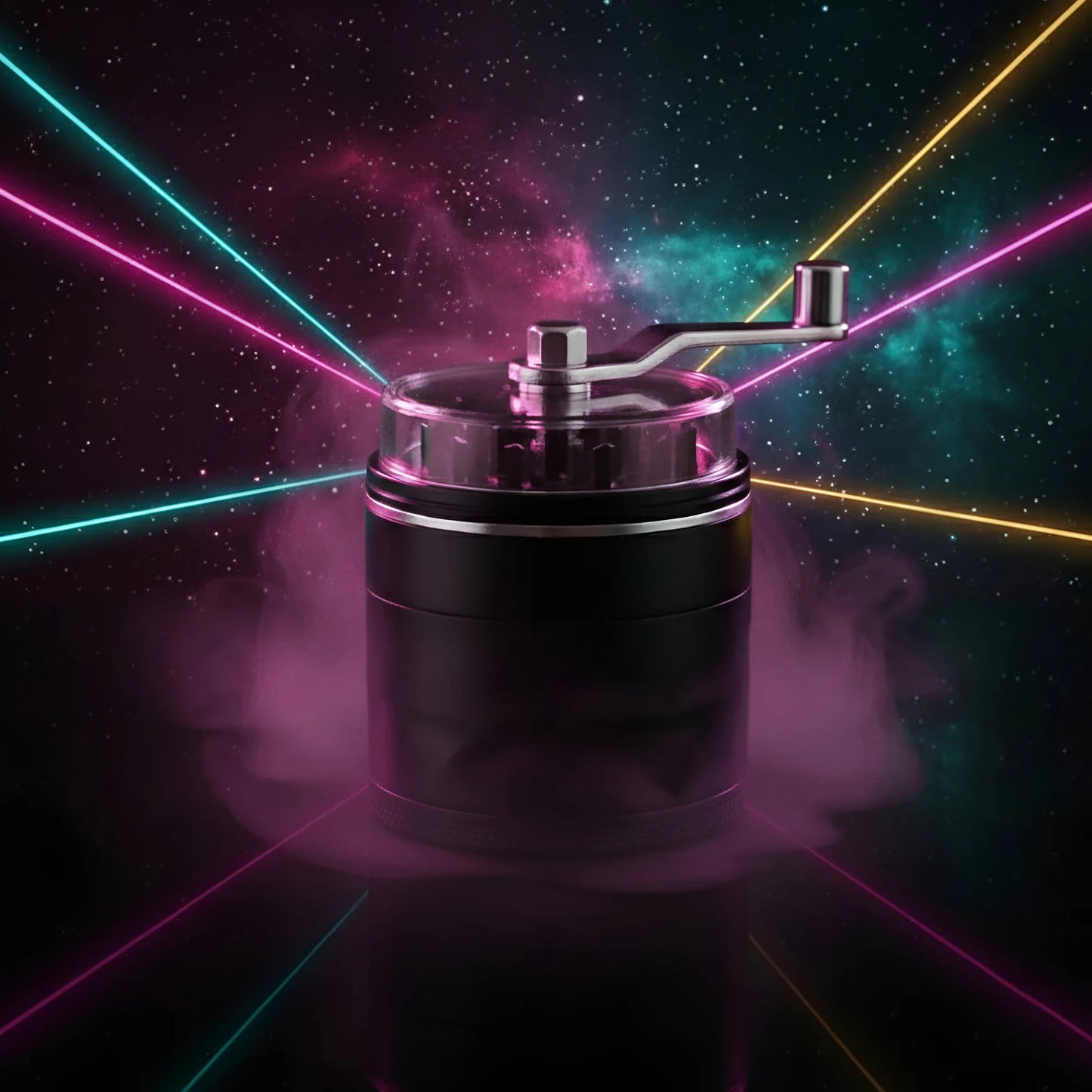 Hand crank metal herb grinder with clear top and multi-layer design