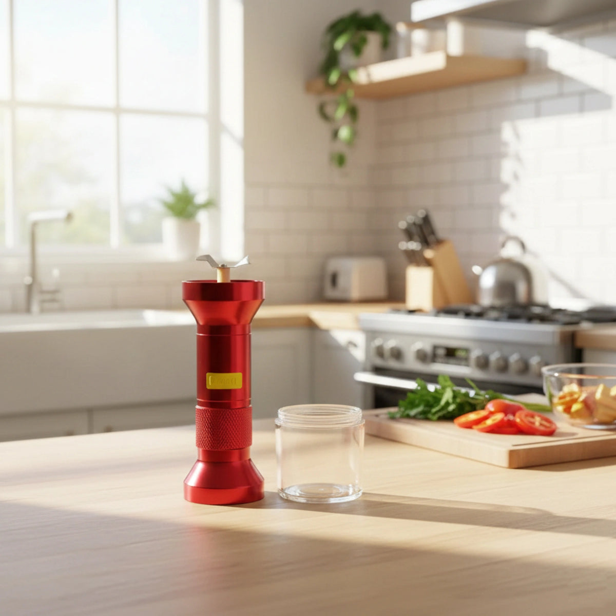 Electric herb grinder featuring a compact cylindrical design