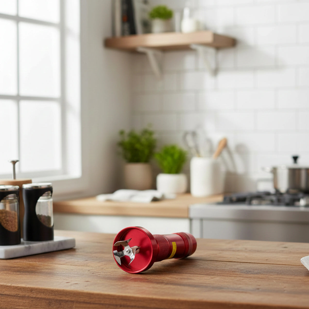 Electric herb grinder featuring a compact cylindrical design