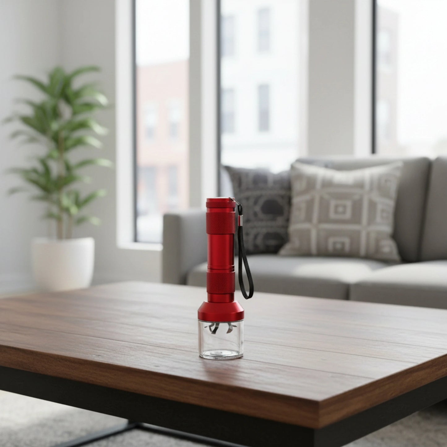 Electric herb grinder featuring a compact cylindrical design