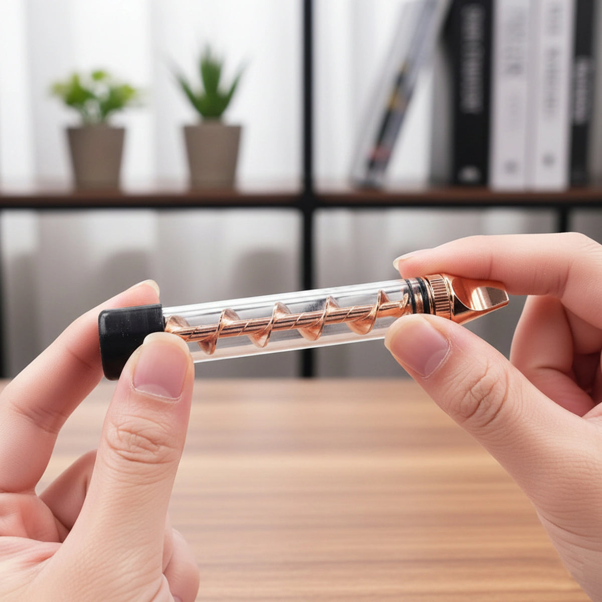 Twist-to-clear mechanism on a glass smoking accessory