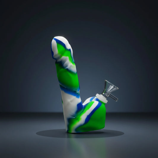 Novelty-shaped glass bong with realistic sculpted design and beaker base