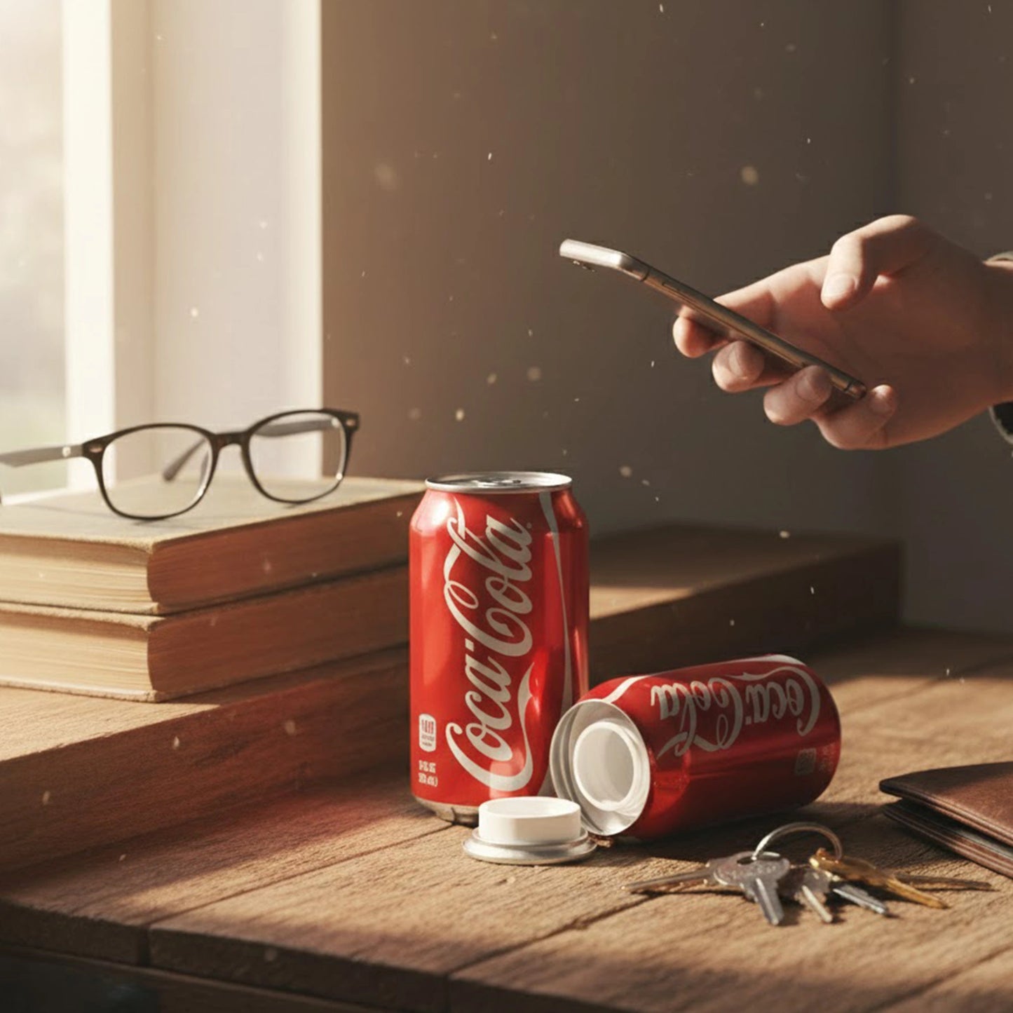 Soda stash can opened to show hidden storage compartment inside