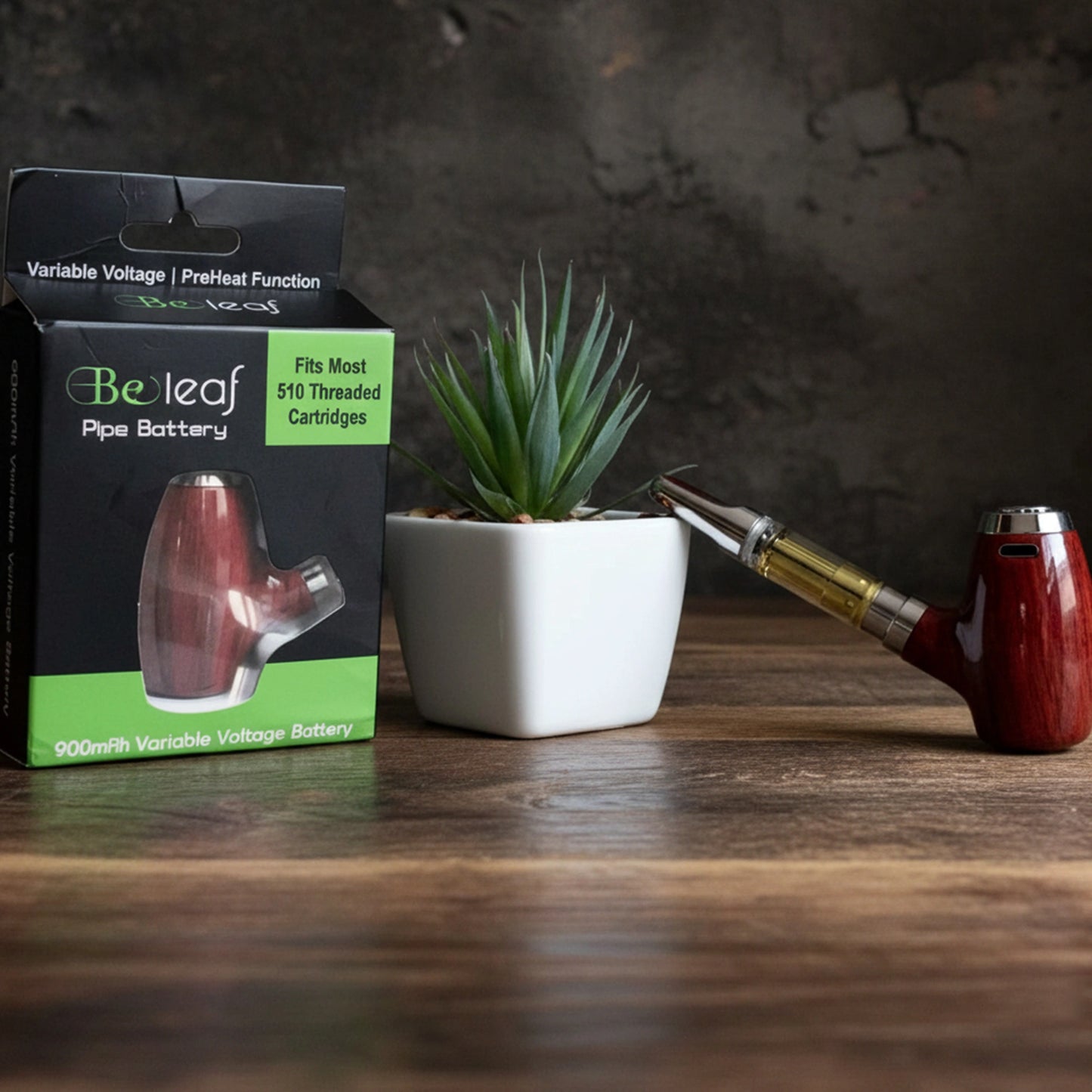 Classic pipe-shaped vape battery with curved stem and bowl-style body