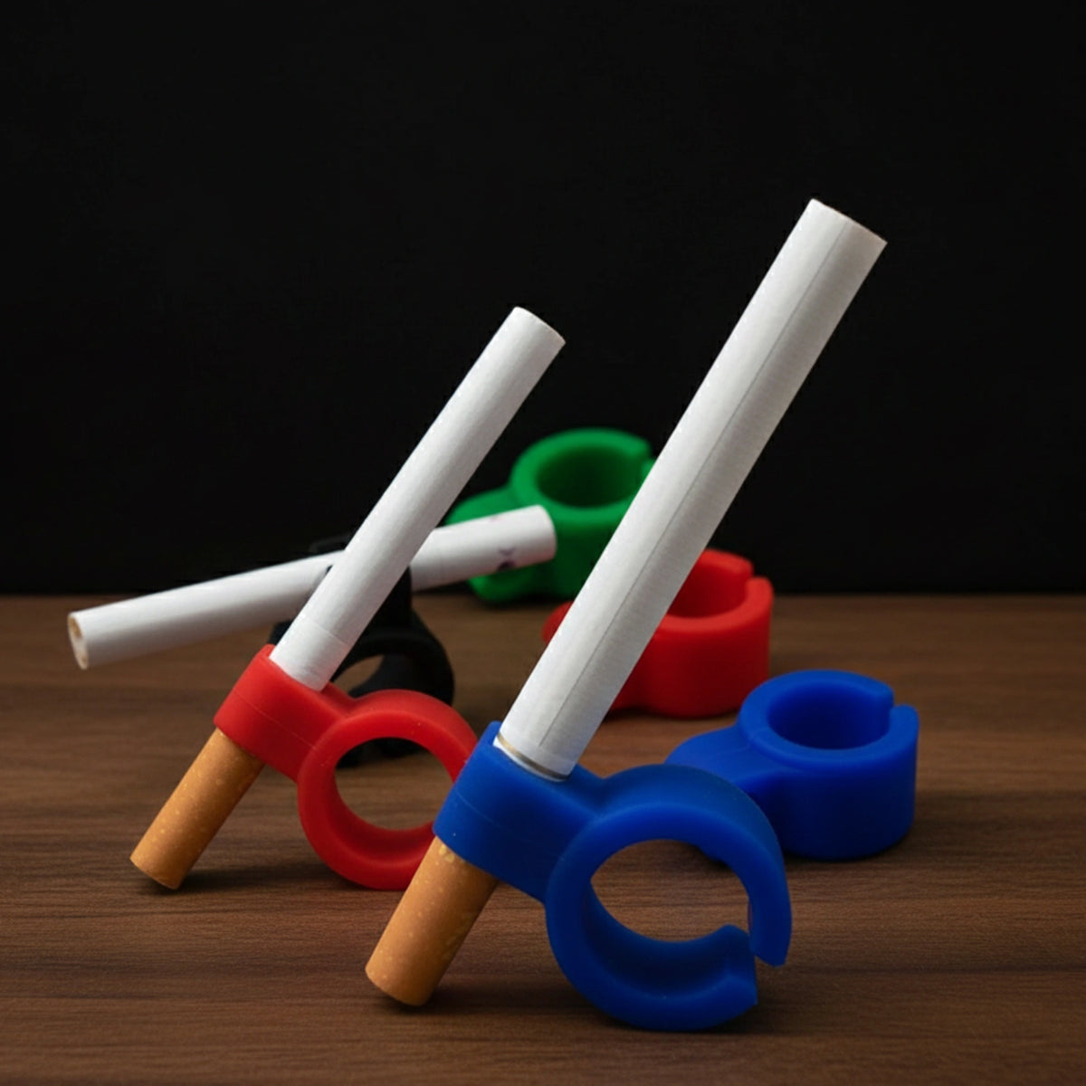 Flexible silicone smoke ring designed to hold a rolled joint hands-free