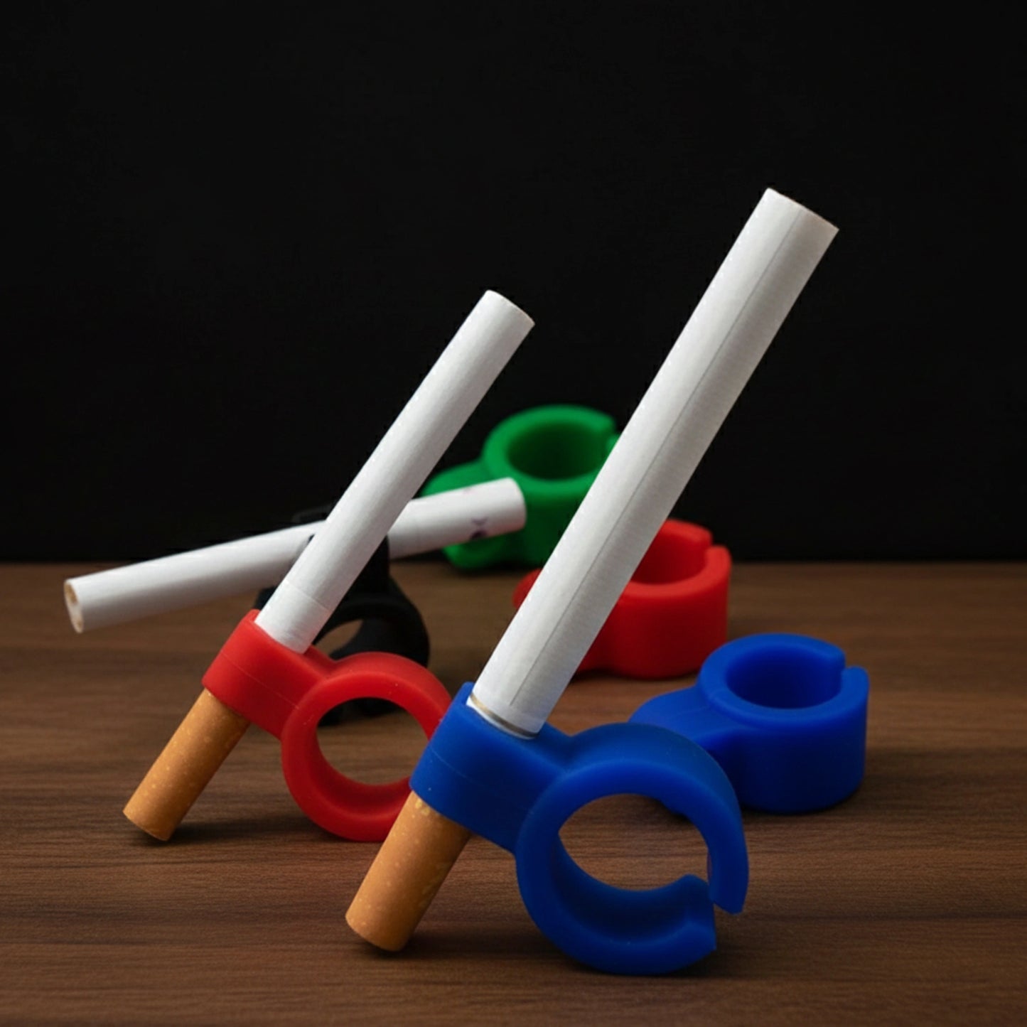 Flexible silicone smoke ring designed to hold a rolled joint hands-free