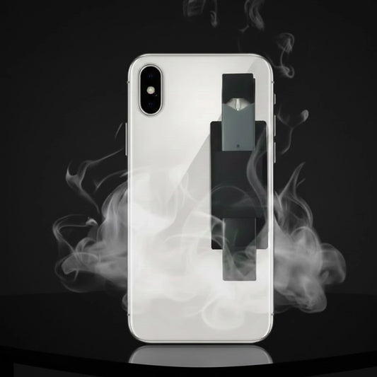 Silicone JUUL holder attached to a flat surface for convenient storage