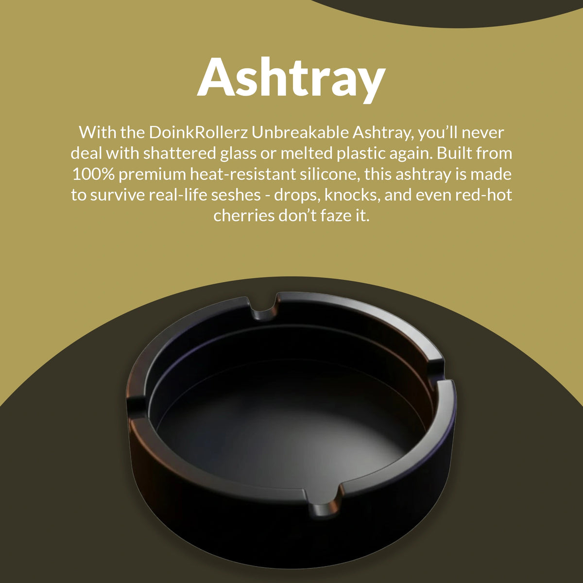 Heat-resistant silicone ashtray with flexible, durable design