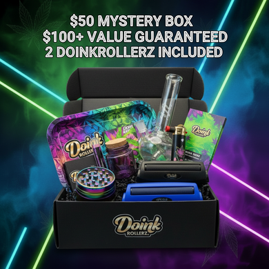 Open mystery box with Doink Rollerz products on a colorful background