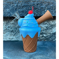 A close-up of an ice cream cone shaped bong